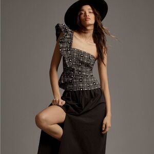 Anthropologie Black and White Patterned Blouse